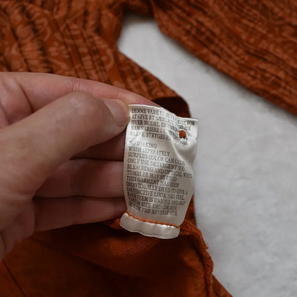 UNO Danmark Floral Blouse Button Down Sz O/S Drawstring Back Boho Cottagecore - Picture 10 of 16